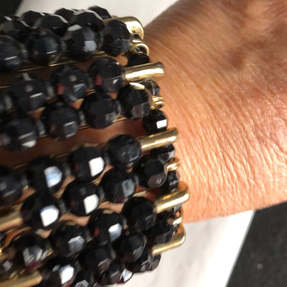 Beautiful bracelet black beads elastic metal spacer multimedia - Picture 3 of 6